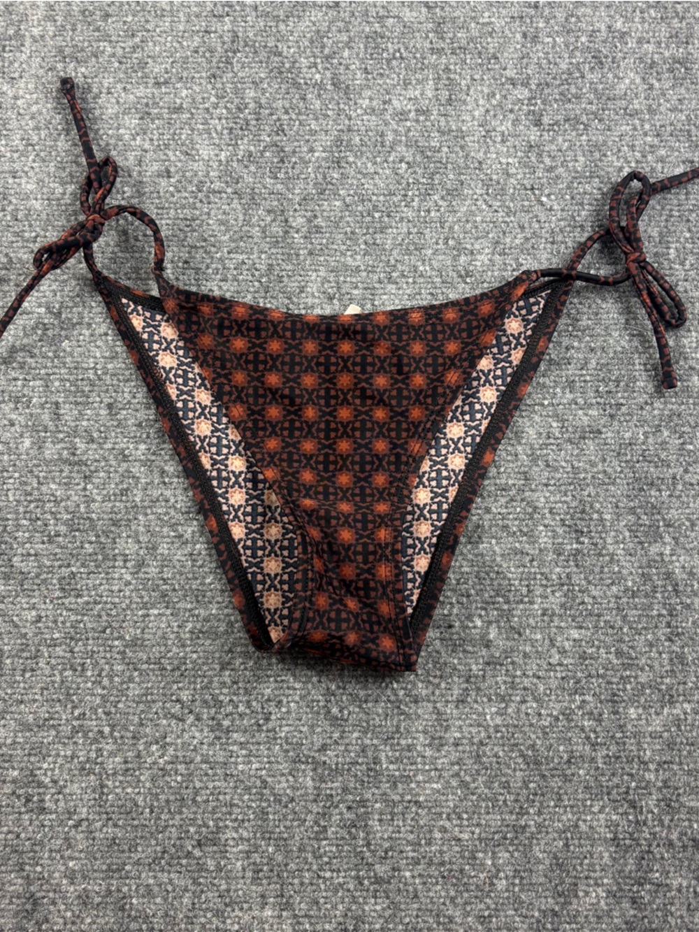 Patagonia Brown and Black Patterned String Bikini Bottom